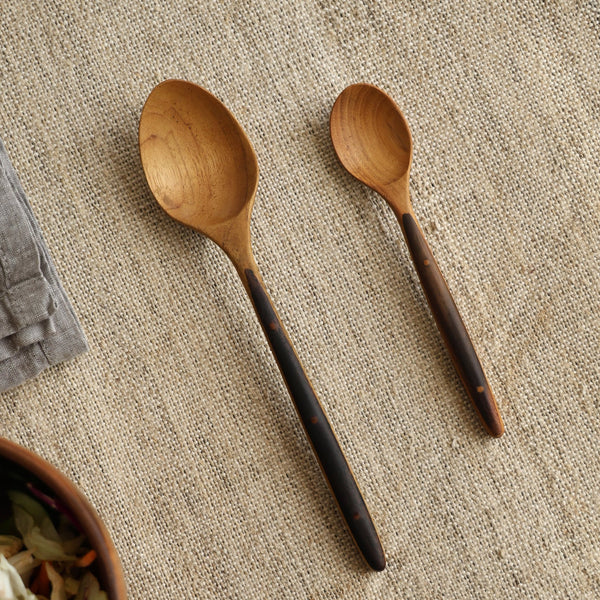 Ebony Wood Handle Table Spoon*2PCS